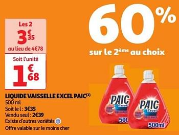 Promoties Liquide vaisselle excel paic - Paic - Geldig van 23/04/2024 tot 29/04/2024 bij Auchan