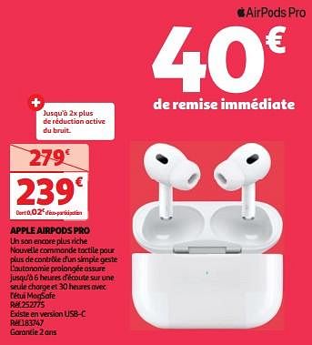 Promotions Apple airpods pro - Apple - Valide de 23/04/2024 à 29/04/2024 chez Auchan Ronq