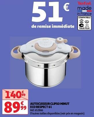 Promoties Autocuiseur clipso minut eco respect - Tefal - Geldig van 23/04/2024 tot 29/04/2024 bij Auchan
