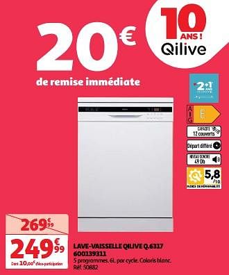Promoties Lave-vaisselle qilive q.6317 600139311 - Qilive - Geldig van 23/04/2024 tot 29/04/2024 bij Auchan