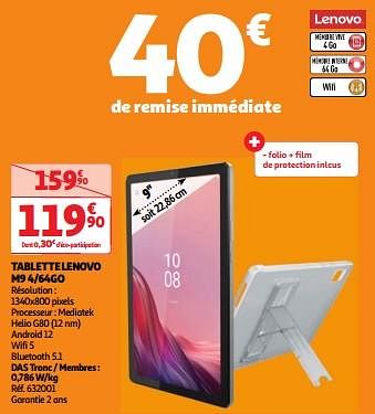 Promoties Tablette lenovo m9 4-64go - Lenovo - Geldig van 23/04/2024 tot 29/04/2024 bij Auchan