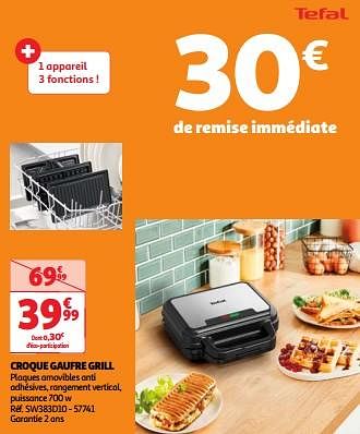 Promoties Tefal croque gaufre grill sw383d10 - Tefal - Geldig van 23/04/2024 tot 29/04/2024 bij Auchan