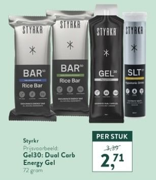 Promotions Gel30 dual carb energy gel - Styrkr - Valide de 21/04/2024 à 28/04/2024 chez Holland & Barret