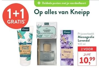 Promotions Massageolie lavendel - Kneipp - Valide de 21/04/2024 à 28/04/2024 chez Holland & Barret