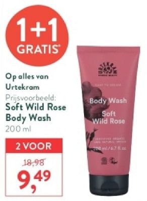 Promoties Soft wild rose body wash - Urtekram - Geldig van 21/04/2024 tot 28/04/2024 bij Holland & Barret