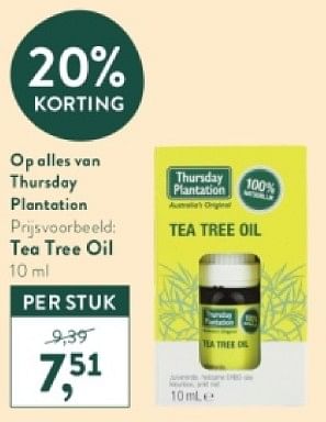 Promotions Tea tree oil - Thursday plantation - Valide de 21/04/2024 à 28/04/2024 chez Holland & Barret