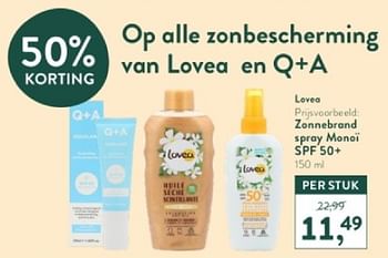 Promotions Zonnebrand spray monoï spf 50+ - Lovea - Valide de 21/04/2024 à 28/04/2024 chez Holland & Barret
