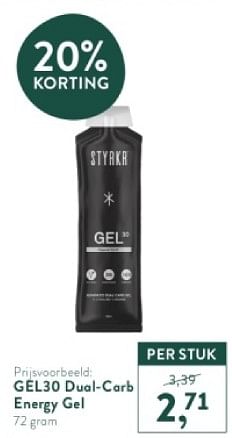 Promoties Gel30 dual-carb energy gel - Styrkr - Geldig van 21/04/2024 tot 28/04/2024 bij Holland & Barret