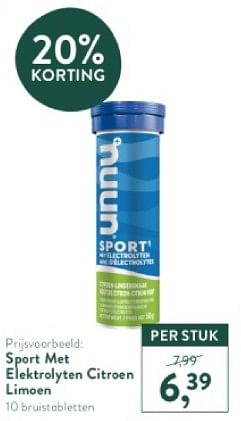 Promotions Sport met elektrolyten citroen limoen - Nuun - Valide de 21/04/2024 à 28/04/2024 chez Holland & Barret
