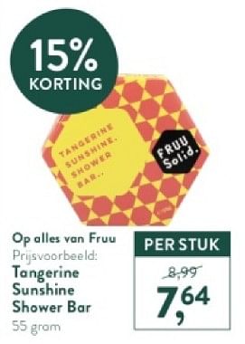Promoties Tangerine sunshine shower bar - Fruu - Geldig van 21/04/2024 tot 28/04/2024 bij Holland & Barret