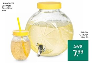 Promoties Drinkbeker citroen - Huismerk - Xenos - Geldig van 21/04/2024 tot 04/05/2024 bij Xenos