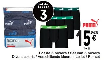 Promoties Lot de 3 boxers - set van 3 boxers - Puma - Geldig van 23/04/2024 tot 06/05/2024 bij Cora