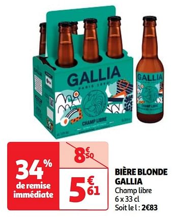 Promoties Bière blonde gallia - Gallia - Geldig van 23/04/2024 tot 29/04/2024 bij Auchan