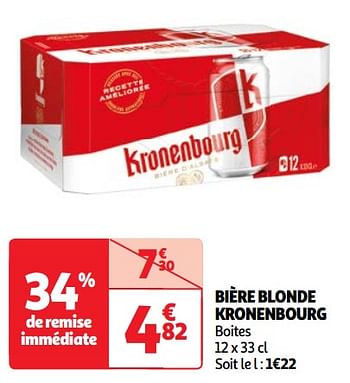 Promoties Bière blonde kronenbourg - Kronenbourg - Geldig van 23/04/2024 tot 29/04/2024 bij Auchan