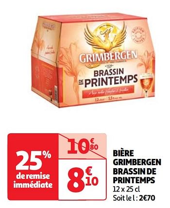 Promoties Bière grimbergen brassin de printemps - Grimbergen - Geldig van 23/04/2024 tot 29/04/2024 bij Auchan