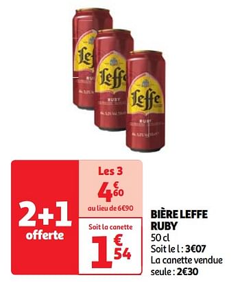 Promoties Bière leffe ruby - Leffe - Geldig van 23/04/2024 tot 29/04/2024 bij Auchan
