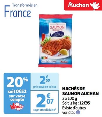 Promoties Hachés de saumon auchan - Huismerk - Auchan - Geldig van 23/04/2024 tot 29/04/2024 bij Auchan