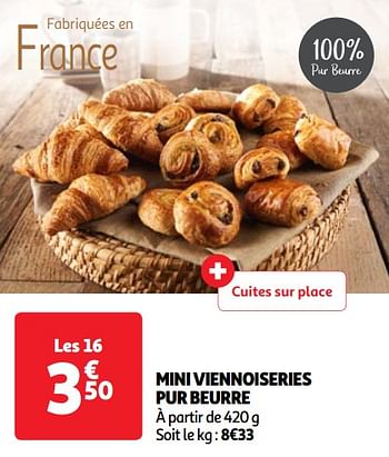 Promoties Mini viennoiseries pur beurre - Huismerk - Auchan - Geldig van 23/04/2024 tot 29/04/2024 bij Auchan