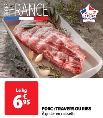 Promoties Porc travers ou ribs - Huismerk - Auchan - Geldig van 23/04/2024 tot 29/04/2024 bij Auchan