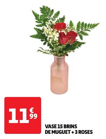 Promoties Vase 15 brins de muguet + 3 roses - Huismerk - Auchan - Geldig van 23/04/2024 tot 29/04/2024 bij Auchan