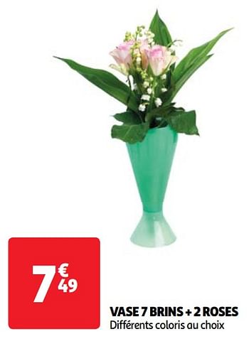 Promoties Vase 7 brins + 2 roses - Huismerk - Auchan - Geldig van 23/04/2024 tot 29/04/2024 bij Auchan