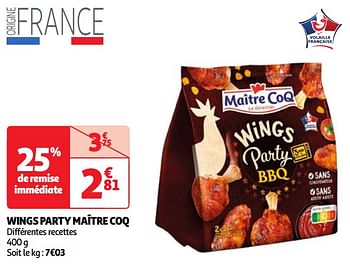Promoties Wings party maître coq - Maitre Coq - Geldig van 23/04/2024 tot 29/04/2024 bij Auchan
