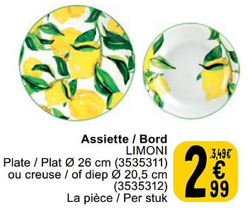 Promoties Assiette bord limoni - Huismerk - Cora - Geldig van 23/04/2024 tot 06/05/2024 bij Cora