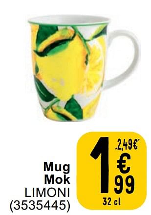 Promoties Mug mok limoni - Huismerk - Cora - Geldig van 23/04/2024 tot 06/05/2024 bij Cora