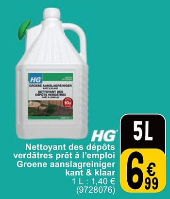Promoties Nettoyant des dépôts verdâtres prêt à l’emploi groene aanslagreiniger kant + klaar - HG - Geldig van 23/04/2024 tot 06/05/2024 bij Cora