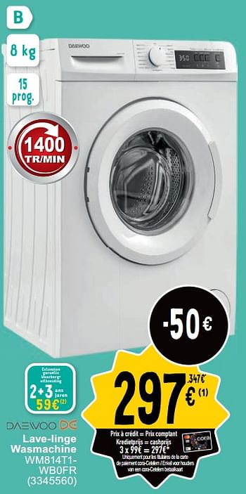 Promotions Daevoo lave-linge wasmachine wm814t1- wb0fr - Daevoo - Valide de 23/04/2024 à 06/05/2024 chez Cora