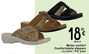 Promoties Mules confort comfortabele slippers - Huismerk - Cora - Geldig van 23/04/2024 tot 06/05/2024 bij Cora