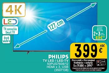 Promoties Philips tv led - led-tv 50pus7608-12 - Philips - Geldig van 23/04/2024 tot 06/05/2024 bij Cora