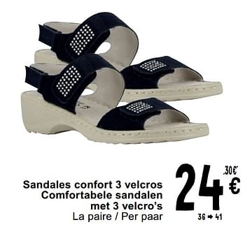 Promotions Sandales confort 3 velcros comfortabele sandalen met 3 velcro’s - Produit maison - Cora - Valide de 23/04/2024 à 06/05/2024 chez Cora