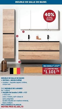 Promoties Meuble de salle de bains dotan noir-chêne meuble de lavabo - Huismerk - Zelfbouwmarkt - Geldig van 23/04/2024 tot 20/05/2024 bij Zelfbouwmarkt