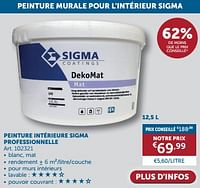 Promotions Peinture intérieure sigma professionnelle - Sigma - Valide de 23/04/2024 à 20/05/2024 chez Zelfbouwmarkt