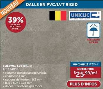 Promotions Sol pvc- lvt rigid - Uniclic - Valide de 23/04/2024 à 20/05/2024 chez Zelfbouwmarkt