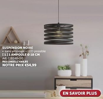 Promoties Suspension noire 1 ampoule - Huismerk - Zelfbouwmarkt - Geldig van 23/04/2024 tot 20/05/2024 bij Zelfbouwmarkt
