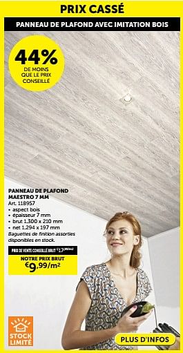 Promoties Panneau de plafond maestro - Huismerk - Zelfbouwmarkt - Geldig van 23/04/2024 tot 20/05/2024 bij Zelfbouwmarkt
