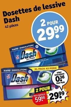 Promotions Dosettes de lessive dash - Dash - Valide de 23/04/2024 à 28/04/2024 chez Kruidvat