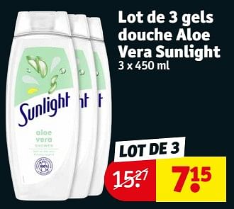 Promotions Lot de 3 gels douche aloe vera sunlight - Sunlight - Valide de 23/04/2024 à 28/04/2024 chez Kruidvat