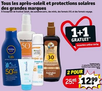 Promoties Spray over make-up fps 50 sensitive expert ambre solaire - Garnier - Geldig van 23/04/2024 tot 28/04/2024 bij Kruidvat