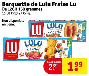 Promotions Barquette de lulu fraise lu - Lu - Valide de 23/04/2024 à 28/04/2024 chez Kruidvat