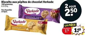 Promotions Biscuits aux pépites de chocolat verkade - Verkade - Valide de 23/04/2024 à 28/04/2024 chez Kruidvat