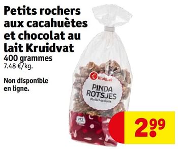 Promotions Petits rochers aux cacahuètes et chocolat au lait kruidvat - Produit maison - Kruidvat - Valide de 23/04/2024 à 28/04/2024 chez Kruidvat