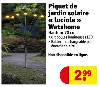 Promotions Piquet de jardin solaire luciole watshome - Watshome - Valide de 23/04/2024 à 28/04/2024 chez Kruidvat
