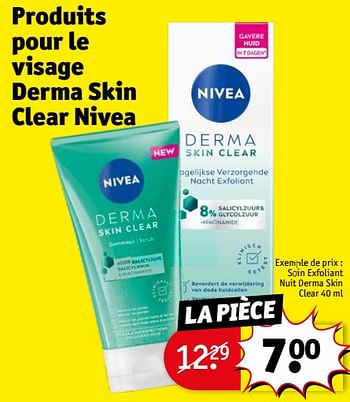 Promotions Soin exfoliant nuit derma skin clear - Nivea - Valide de 23/04/2024 à 28/04/2024 chez Kruidvat
