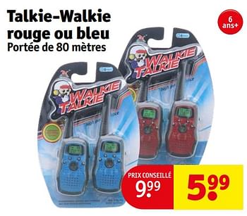 Promotions Talkie-walkie rouge ou bleu - Produit maison - Kruidvat - Valide de 23/04/2024 à 28/04/2024 chez Kruidvat