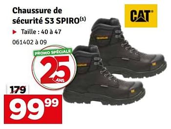 Promoties Chaussure de sécurité s3 spiro - CAT - Geldig van 23/04/2024 tot 05/05/2024 bij Mr. Bricolage