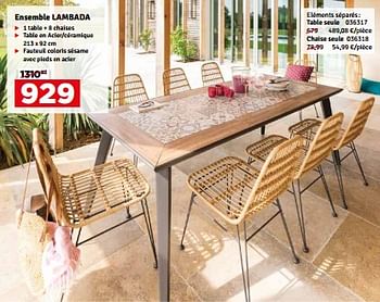 Promotions Ensemble lambada 1 table + 8 chaises - Produit maison - Mr. Bricolage - Valide de 23/04/2024 à 05/05/2024 chez Mr. Bricolage