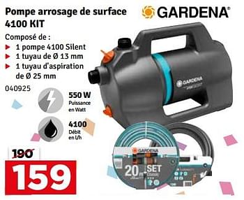 Promoties Gardena pompe arrosage de surface 4100 kit - Gardena - Geldig van 23/04/2024 tot 05/05/2024 bij Mr. Bricolage